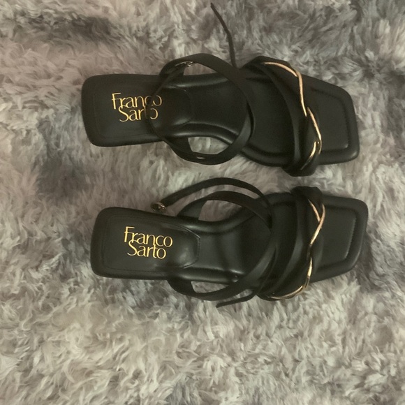 Franco Sarto Shoes - Franco Sarto Black and Gold Strappy Sandals